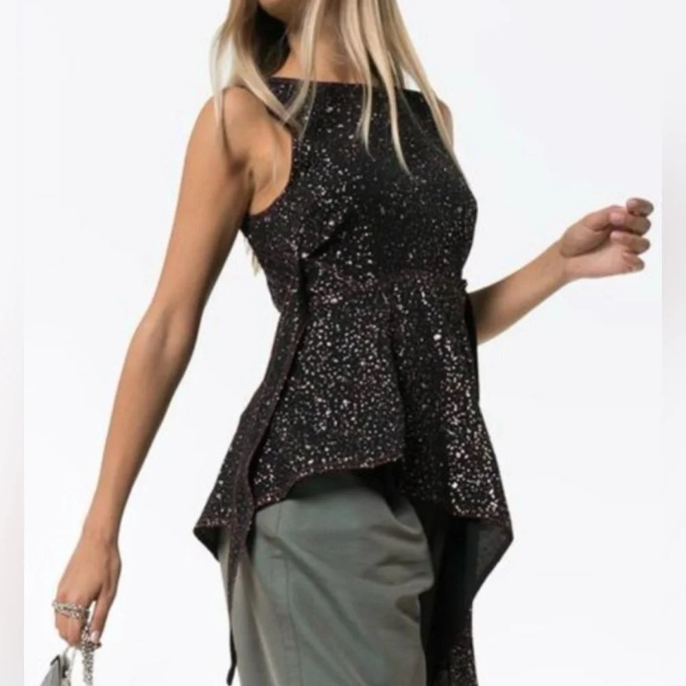 SIES MARJAN Genevieve asymmetric glittered crepe top - Picture 5 of 13